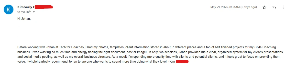 Testimonial from Kim Glathar